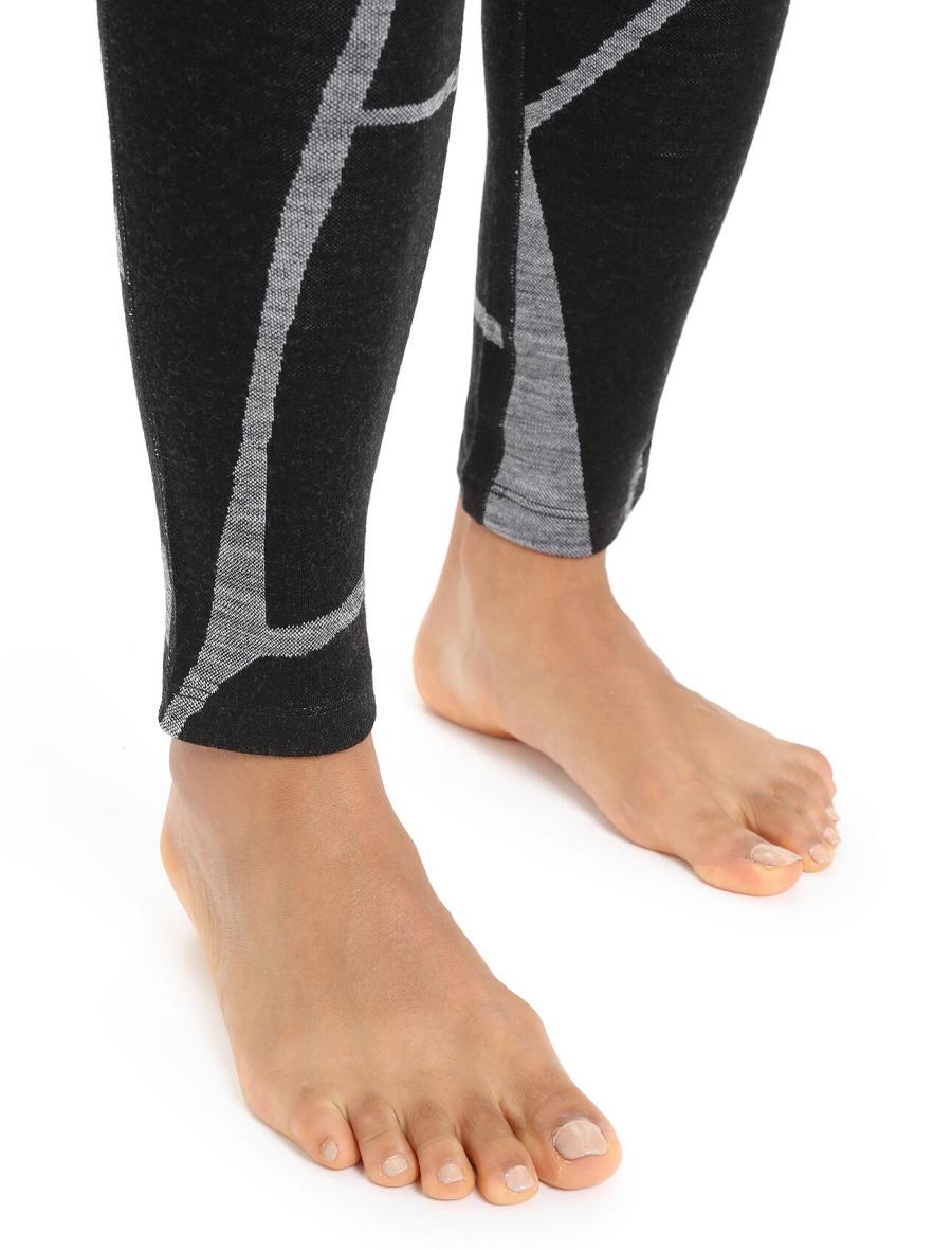 Black / Jet Heather Icebreaker Merino 250 Vertex Thermal Fractured Landscapes Women's Leggings | AU 1542ILHS